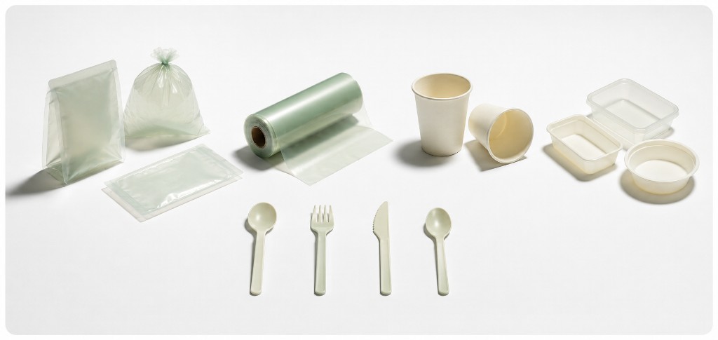 Alginate bioplastic packaging products